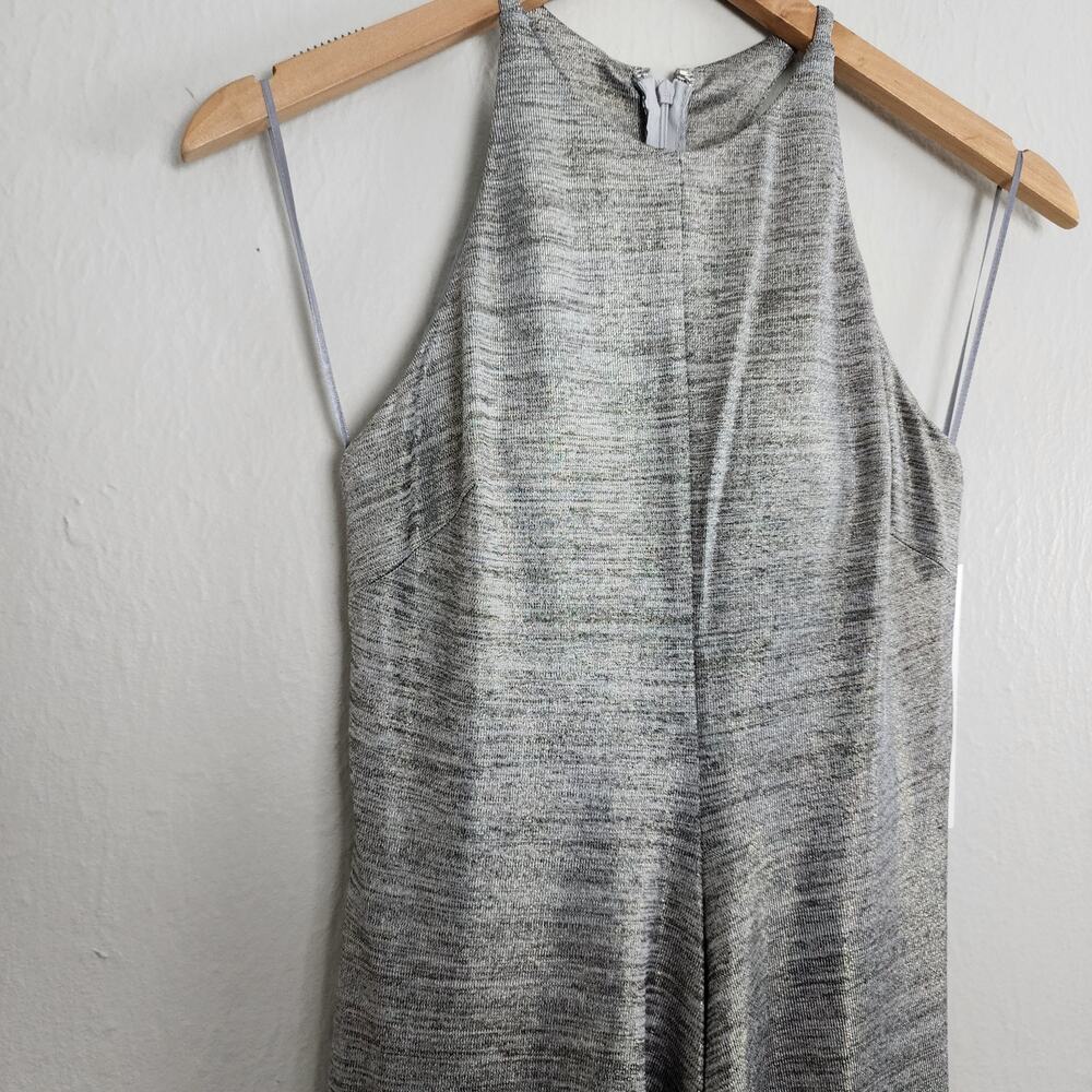 NWT Jovani Metallic Silver Grey Halter High-Low Gown - Backless Formal - Size 4 - Picture 7 of 11